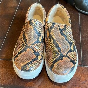 Women’s Steve Madden Snake Print Slip-On Sneakers - Brown and Black
